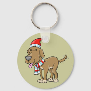 WeihnachtsWelpe "Rusty" Button Schlüsselanhänger