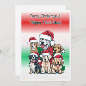 Weihnachtswelpen, druckbar feiertagskarte (Vorne/Hinten)