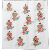 Weihnachtswelpen Duschvorhang (Vorderseite)