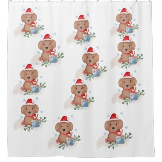 Weihnachtswelpen Duschvorhang (Vorderseite)