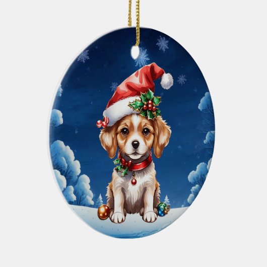 Weihnachtswelpen Keramik Ornament (Rechts)