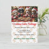 Weihnachtswelpen Personalisierter Cookie-Austausch Einladung (Stehend Vorderseite)