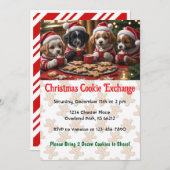 Weihnachtswelpen Personalisierter Cookie-Austausch Einladung (Vorne/Hinten)