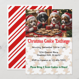 Weihnachtswelpen Personalisierter Cookie-Austausch Einladung
