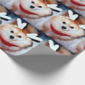 Weihnachtswelpen Spitz Custom Foto Geschenkpapier (Ecke)