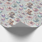Weihnachtswelpen und Ribbons-Wrapping Paper Geschenkpapier (Ecke)