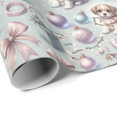 Weihnachtswelpen und Ribbons-Wrapping Paper Geschenkpapier (Rolleneckpunkt)