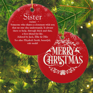 Weihnachtswelt Beste jemals Schwester Definition Keramik Ornament