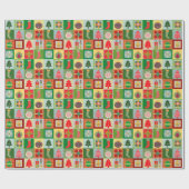 Weihnachtswerk Quilt Muster Festlich Geschenkpapier (Flach)