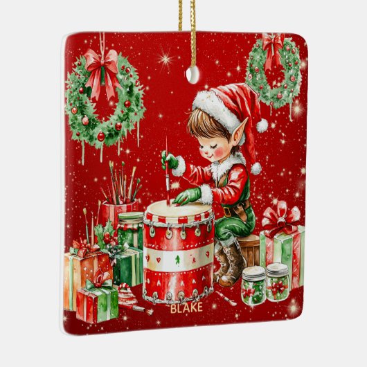 Weihnachtswerkstatt Elf Personalisierte Kinder Wei Keramikornament (Rechts)