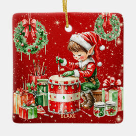 Weihnachtswerkstatt Elf Personalisierte Kinder Wei Keramikornament