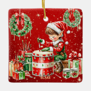 Weihnachtswerkstatt Elf Personalisierte Kinder Wei Keramikornament