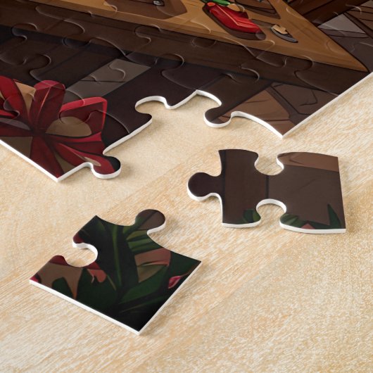 Weihnachtswerkstatt Elfen umhüllende Geschenke Puzzle (Seite)