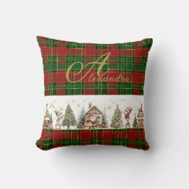 Weihnachtswerkstatt Elves Red Green Plaid Weihnach Kissen
