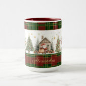 Weihnachtswerkstatt Elves Red Green Plaid Weihnach Tasse (Zentrum)