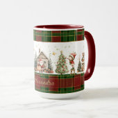 Weihnachtswerkstatt Elves Red Green Plaid Weihnach Tasse (VorderseiteRechts)