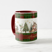 Weihnachtswerkstatt Elves Red Green Plaid Weihnach Tasse (Vorderseite Links)