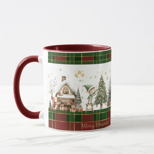 Weihnachtswerkstatt Elves Red Green Weihnachtsmann Tasse (Links)