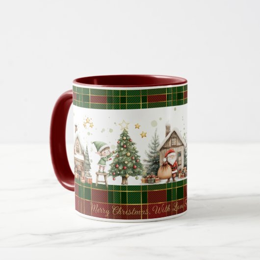 Weihnachtswerkstatt Elves Red Green Weihnachtsmann Tasse (Vorderseite Links)