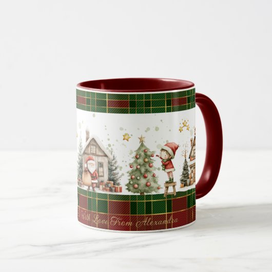Weihnachtswerkstatt Elves Red Green Weihnachtsmann Tasse (VorderseiteRechts)