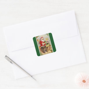 Weihnachtswerkstatt Grün Quadratischer Aufkleber