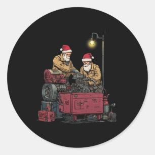 Weihnachtswerkstatt Motor Rep Runder Aufkleber