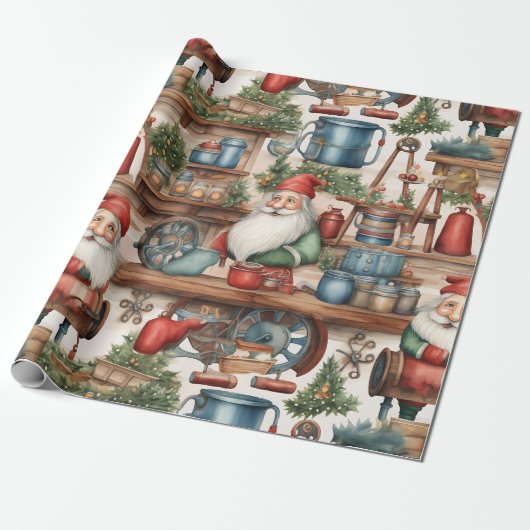 Weihnachtswerkstatt niedlich geschenkpapier (Ungerollt)