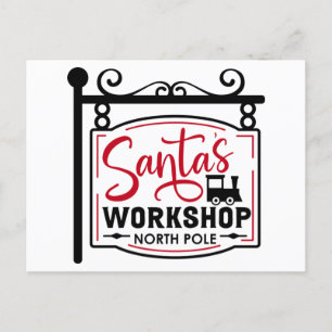 Weihnachtswerkstatt-Schild Urlaubspostkarte Feiertagspostkarte
