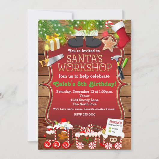 Weihnachtswerkstatt Weihnachten-Party Einladung (Vorderseite)