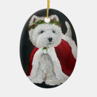 Weihnachtswesthochland-Terrier-Verzierung Sankt Keramikornament