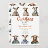 Weihnachtswhippet Wasserfarbe Einladung (Vorne/Hinten)
