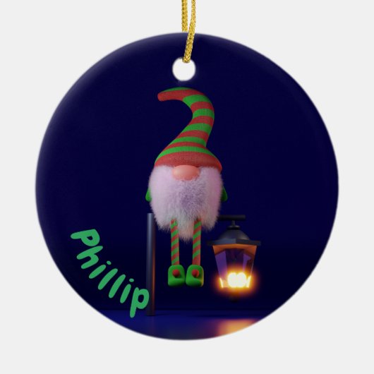 Weihnachtswichtel Keramik Ornament (Vorne)
