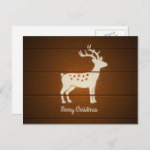 Weihnachtswild auf Holzboden Feiertagspostkarte (Vorne/Hinten)