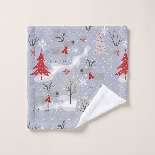Weihnachtswild im Wald. Badhandtuch Set (Waschlappen)
