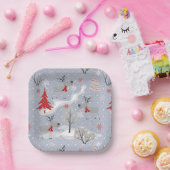 Weihnachtswild im Wald Pappteller (Party)