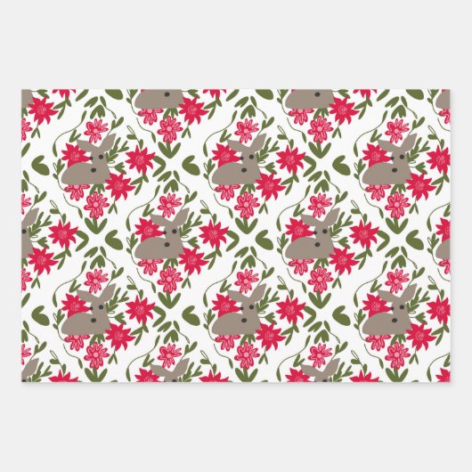 Weihnachtswild in Holz Geschenkpapier Set (Vorderseite 2)