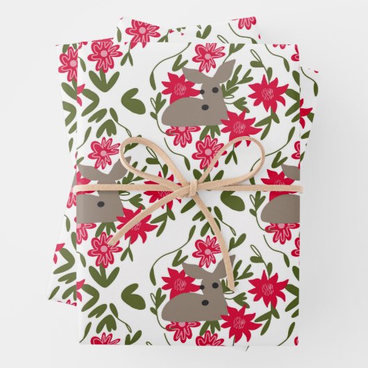 Weihnachtswild in Holz Geschenkpapier Set (Beispiel)