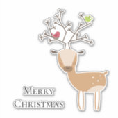 Weihnachtswild mit Vögeln Aufkleber (Vorderseite)