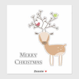 Weihnachtswild mit Vögeln Aufkleber