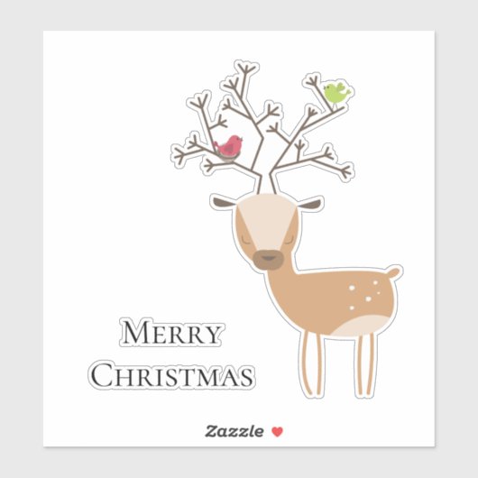 Weihnachtswild mit Vögeln Aufkleber (Blatt)