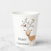 Weihnachtswild mit Vögeln Pappbecher (Vorderseite)
