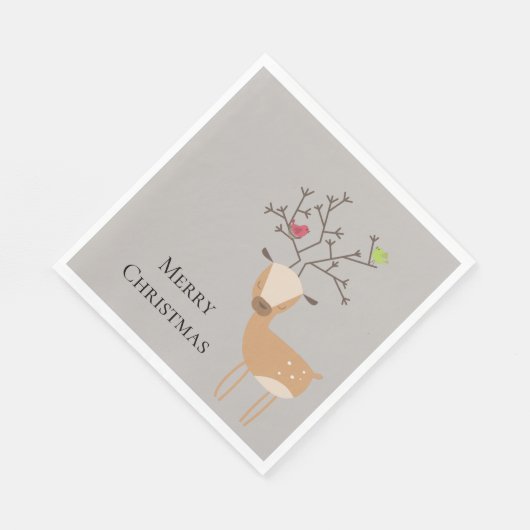 Weihnachtswild mit Vögeln Serviette (Ecke)