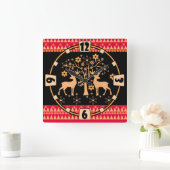 Weihnachtswild Quadratische Wanduhr (Zuhause)