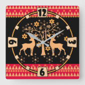 Weihnachtswild Quadratische Wanduhr (Vorderseite)