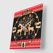 Weihnachtswild Quadratische Wanduhr (Winkel)