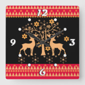 Weihnachtswild Quadratische Wanduhr (Vorderseite)