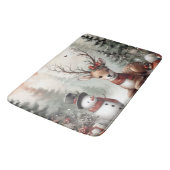 Weihnachtswild/Schneemann im klassischen Wald Badematte (Schrägansicht)