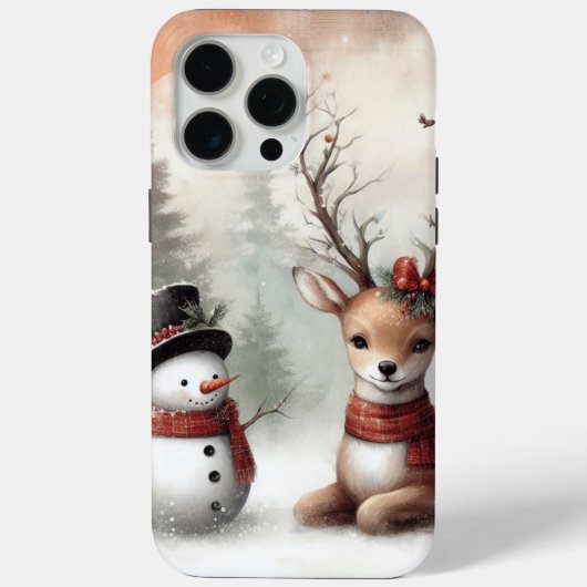 Weihnachtswild/Schneemann im klassischen Wald Case-Mate iPhone Hülle (Rückseite)