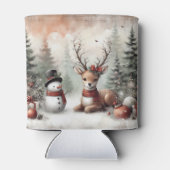 Weihnachtswild/Schneemann im klassischen Wald Dosenkühler (Rückseite)