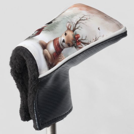 Weihnachtswild/Schneemann im klassischen Wald Golf Headcover (3/4 Vorderseite)